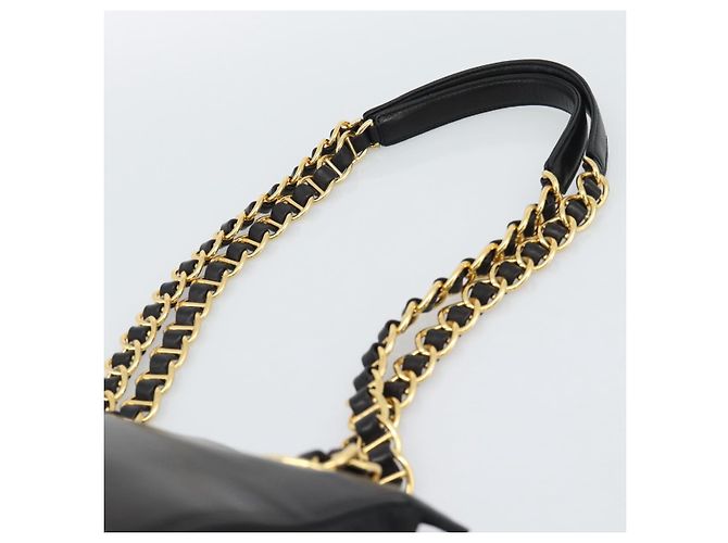 PRADA Bolso de hombro con cadena de piel negro y dorado - vista 8