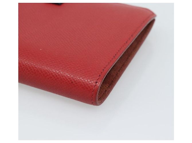 Céline CELINE Large Strap Wallet Bifold Wallet Leather Red Gold Tone - vista 10