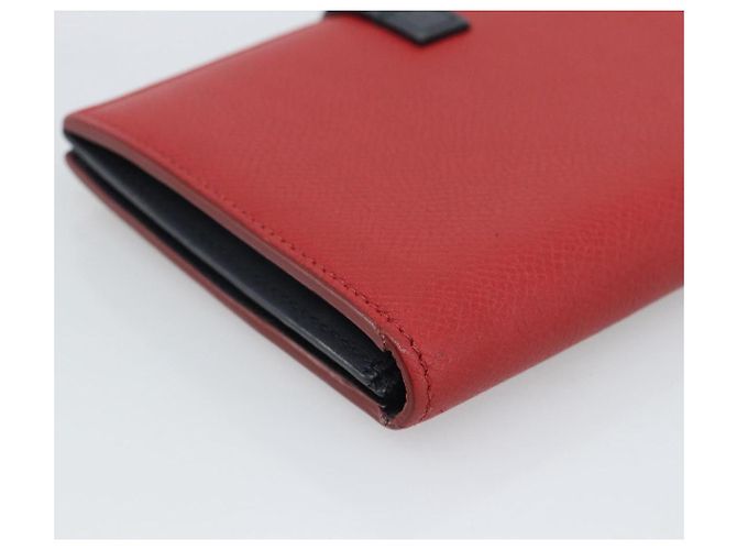 Céline CELINE Large Strap Wallet Bifold Wallet Leather Red Gold Tone - vista 11
