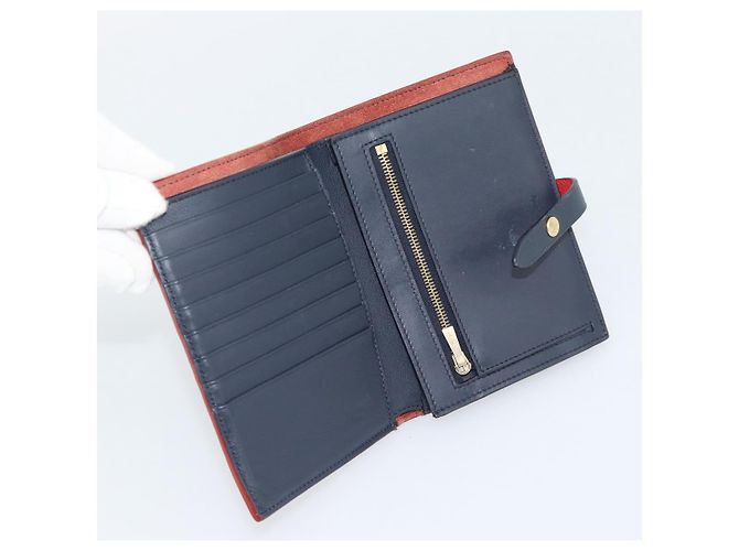 Céline CELINE Large Strap Wallet Bifold Wallet Leather Red Gold Tone - vista 13