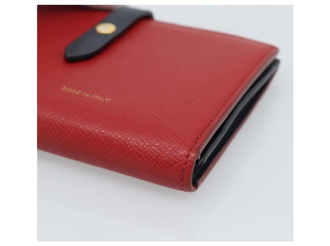 Céline CELINE Large Strap Wallet Bifold Wallet Leather Red Gold Tone - vista 8