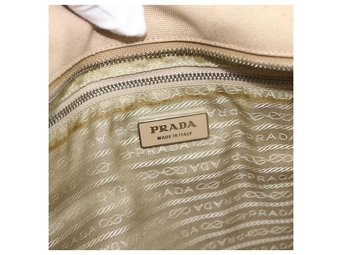 PRADA Tote Bag Canvas Beige Silver - vista 17