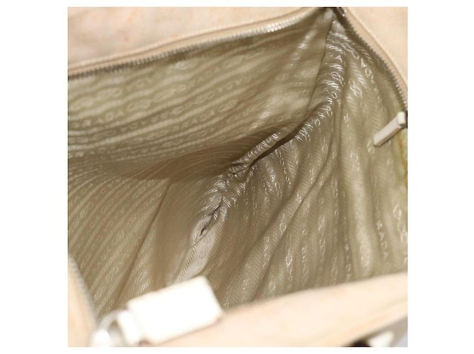 PRADA Tote Bag Canvas Beige Silver - vista 20