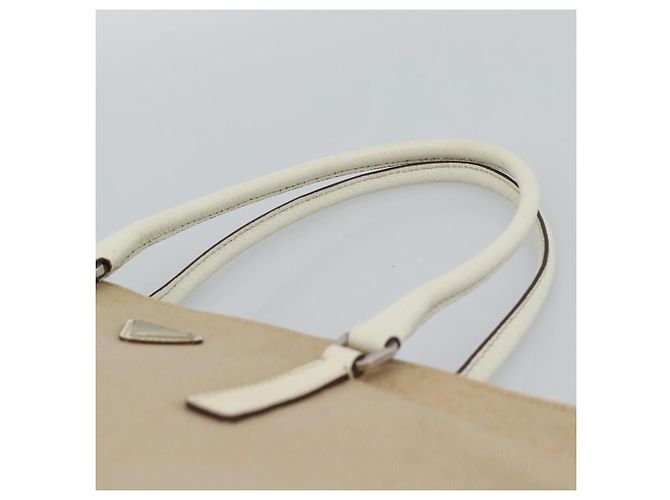 PRADA Tote Bag Canvas Beige Silver - vista 8