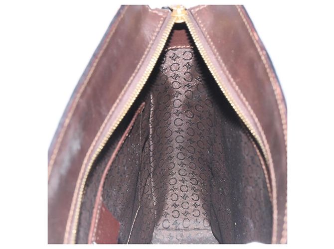 Céline CELINE C Macadam Canvas Hand Bag Leather Dark Brown Gold - vista 18
