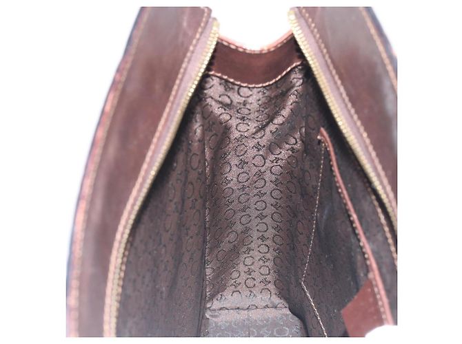 Céline CELINE C Macadam Canvas Hand Bag Leather Dark Brown Gold - vista 19