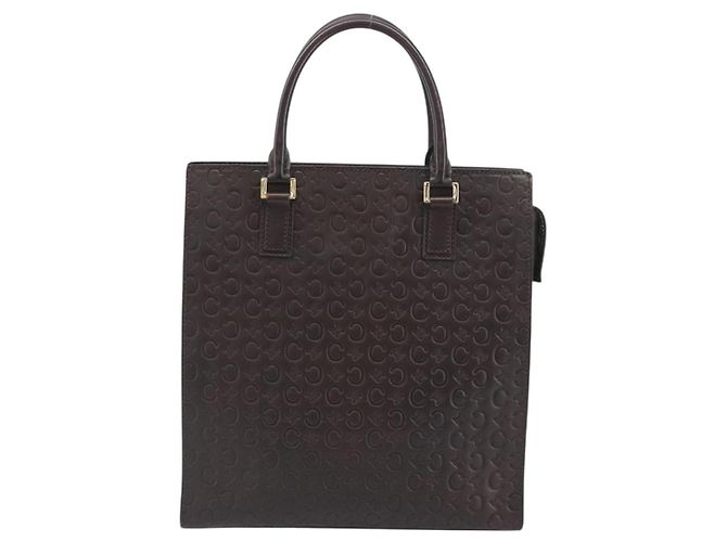 Céline CELINE C Macadam Canvas Hand Bag Leather Dark Brown Gold - vista 2