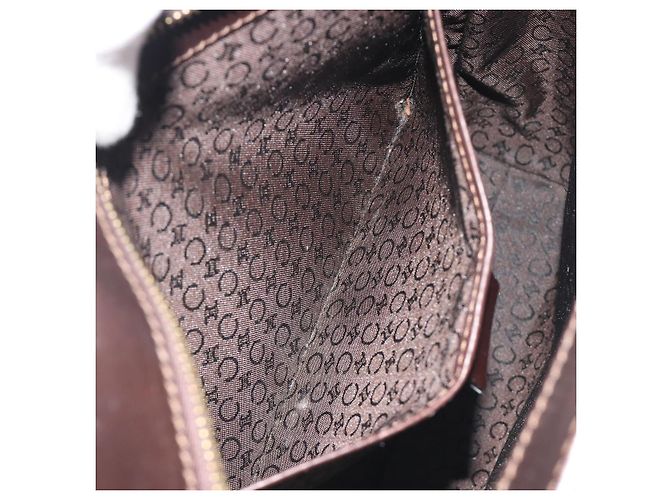 Céline CELINE C Macadam Canvas Hand Bag Leather Dark Brown Gold - vista 20