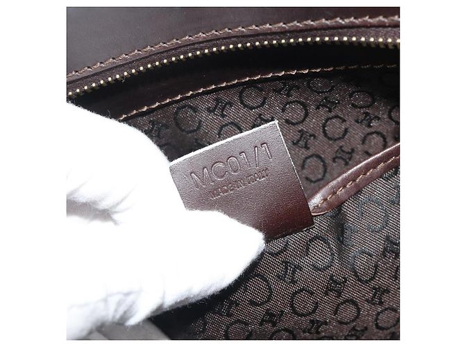 Céline CELINE C Macadam Canvas Hand Bag Leather Dark Brown Gold - vista 21