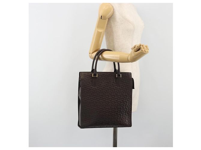 Céline CELINE C Macadam Canvas Hand Bag Leather Dark Brown Gold - vista 22