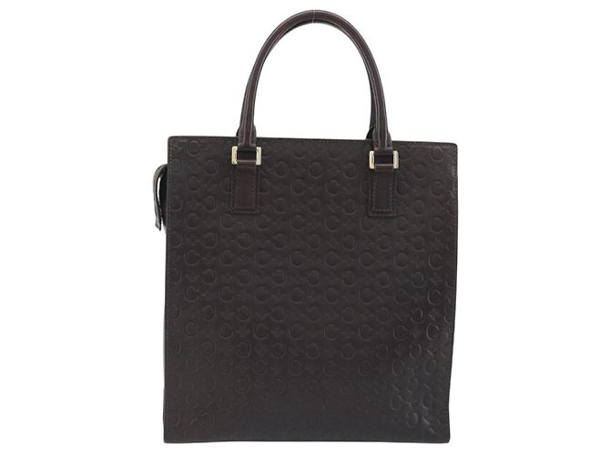Céline CELINE C Macadam Canvas Hand Bag Leather Dark Brown Gold - vista 3