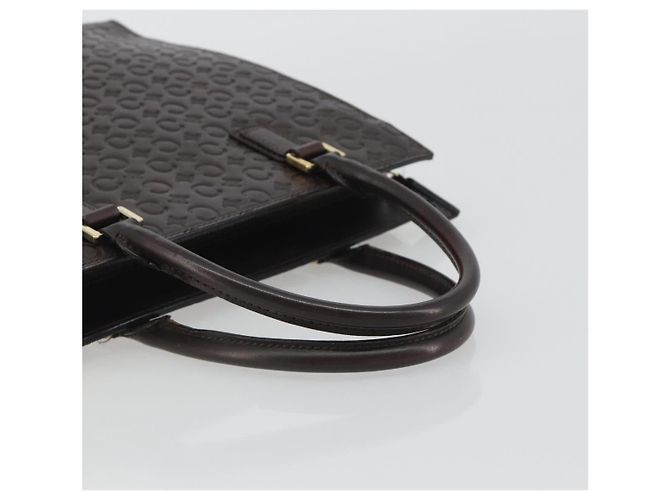 Céline CELINE C Macadam Canvas Hand Bag Leather Dark Brown Gold - vista 7