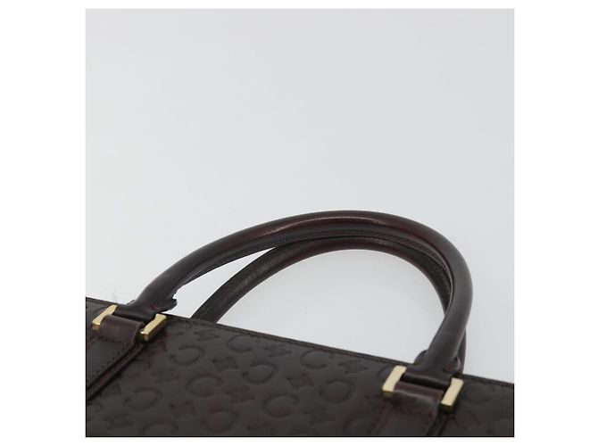 Céline CELINE C Macadam Canvas Hand Bag Leather Dark Brown Gold - vista 8