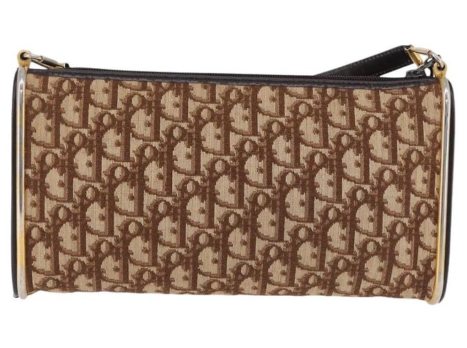Christian Dior Trotter Canvas Shoulder Bag Beige Gold - vista 3