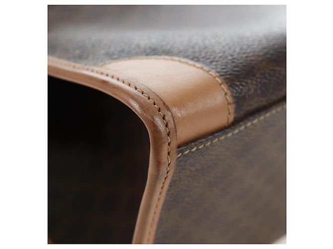 Céline CELINE Macadam Canvas Hand Bag PVC Leather Brown Gold - vista 11