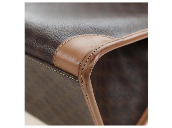 Céline CELINE Macadam Canvas Hand Bag PVC Leather Brown Gold - vista 12