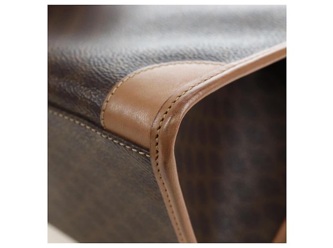 Céline CELINE Macadam Canvas Hand Bag PVC Leather Brown Gold - vista 14