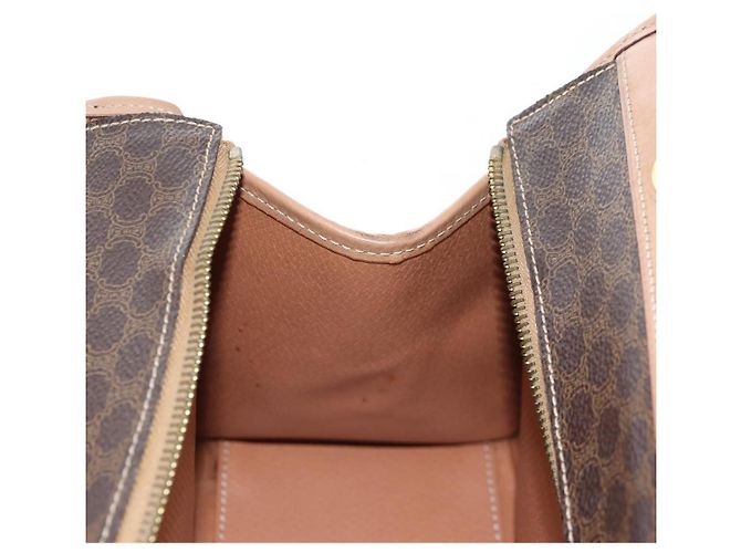 Céline CELINE Macadam Canvas Hand Bag PVC Leather Brown Gold - vista 18