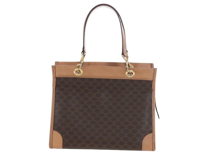 Céline CELINE Macadam Canvas Hand Bag PVC Leather Brown Gold - vista 2