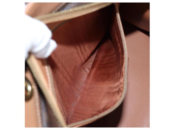 Céline CELINE Macadam Canvas Hand Bag PVC Leather Brown Gold - vista 21