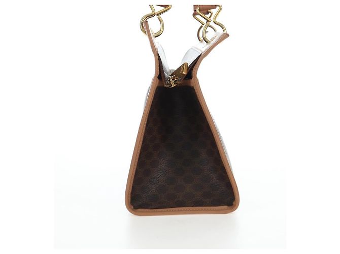 Céline CELINE Macadam Canvas Hand Bag PVC Leather Brown Gold - vista 5