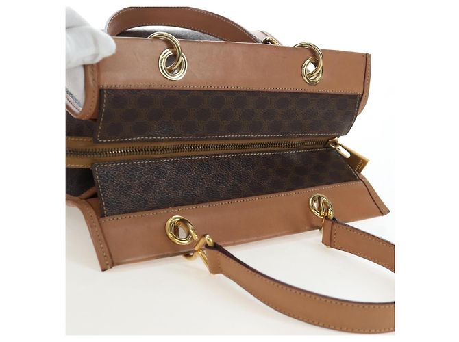 Céline CELINE Macadam Canvas Hand Bag PVC Leather Brown Gold - vista 6