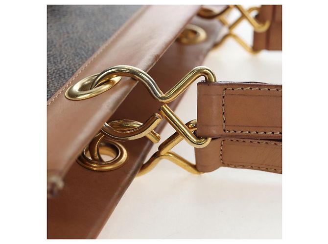 Céline CELINE Macadam Canvas Hand Bag PVC Leather Brown Gold - vista 9