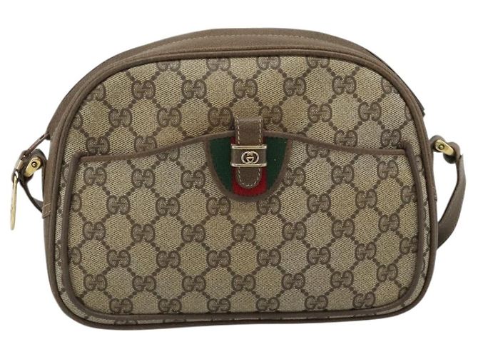 GUCCI GG Supreme Web Sherry Line Shoulder Bag PVC Beige Gold - Ansicht 2