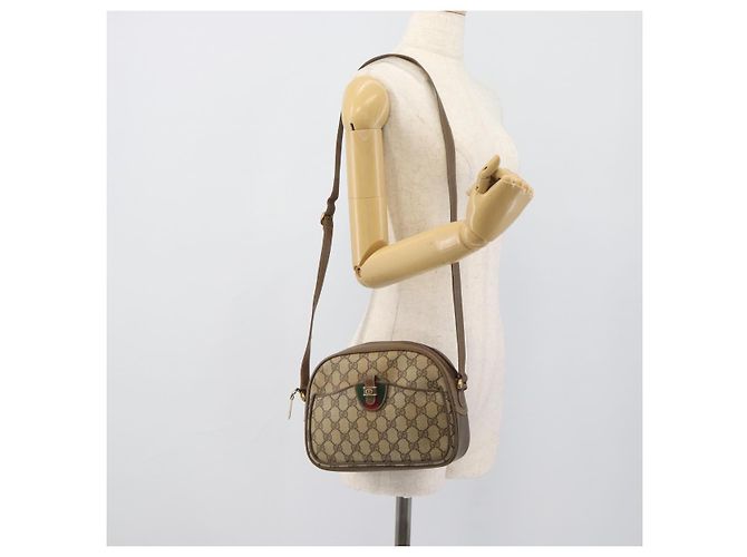 GUCCI GG Supreme Web Sherry Line Shoulder Bag PVC Beige Gold - Ansicht 23
