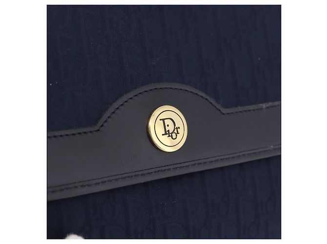 Christian Dior Trotter Canvas Chain Shoulder Bag Navy Gold - vista 14