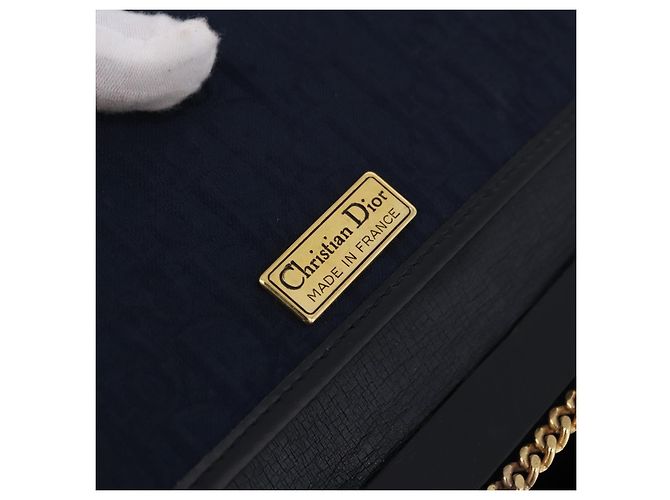 Christian Dior Trotter Canvas Chain Shoulder Bag Navy Gold - vista 16