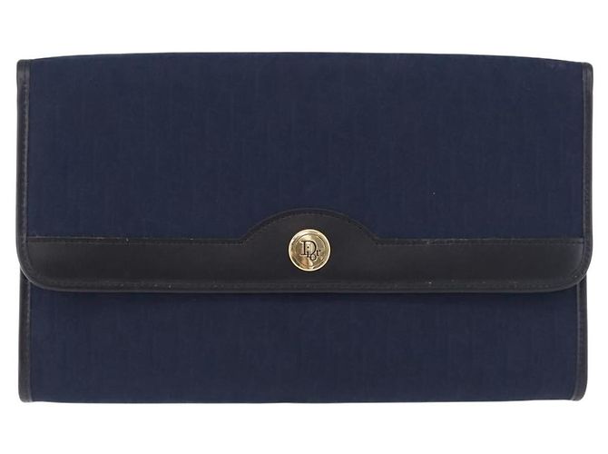 Christian Dior Trotter Canvas Chain Shoulder Bag Navy Gold - vista 2