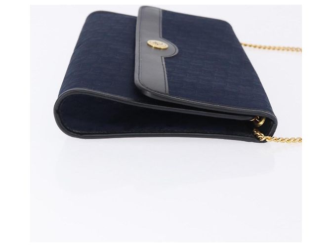 Christian Dior Trotter Canvas Chain Shoulder Bag Navy Gold - vista 4