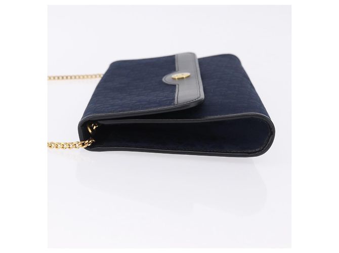 Christian Dior Trotter Canvas Chain Shoulder Bag Navy Gold - vista 5