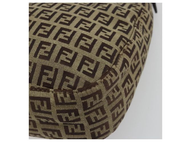 FENDI Zucchino Canvas Hand Bag Beige Gold - vista 12