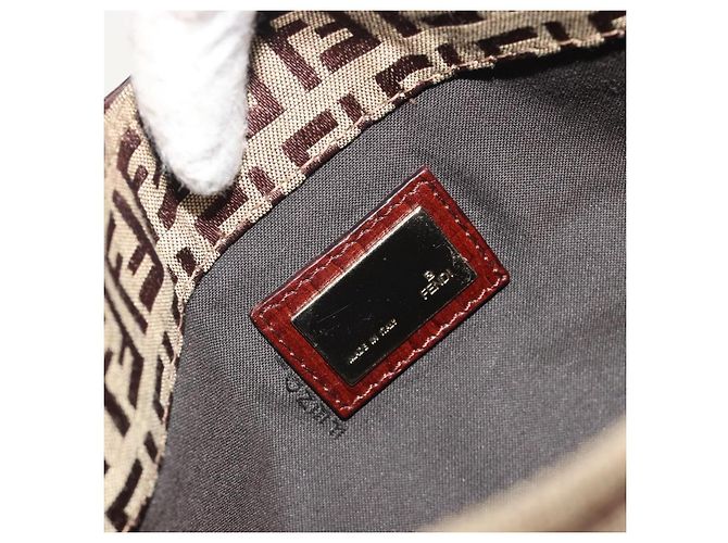 FENDI Zucchino Canvas Hand Bag Beige Gold - vista 17