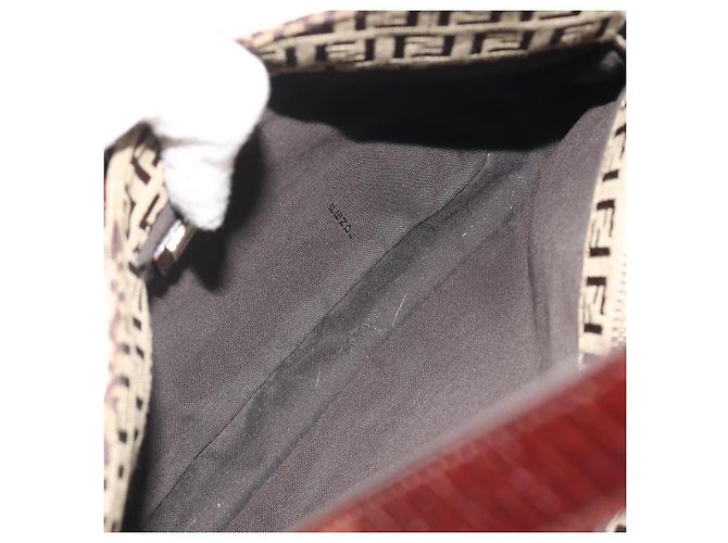 FENDI Zucchino Canvas Hand Bag Beige Gold - vista 18