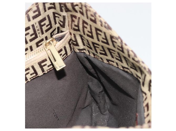 FENDI Zucchino Canvas Hand Bag Beige Gold - vista 20