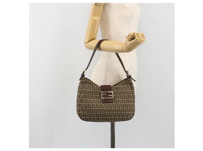 FENDI Zucchino Canvas Hand Bag Beige Gold - vista 25