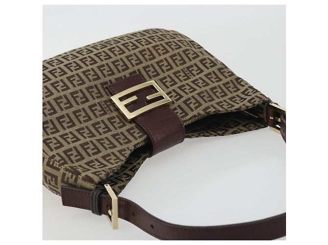 FENDI Zucchino Canvas Hand Bag Beige Gold - vista 6