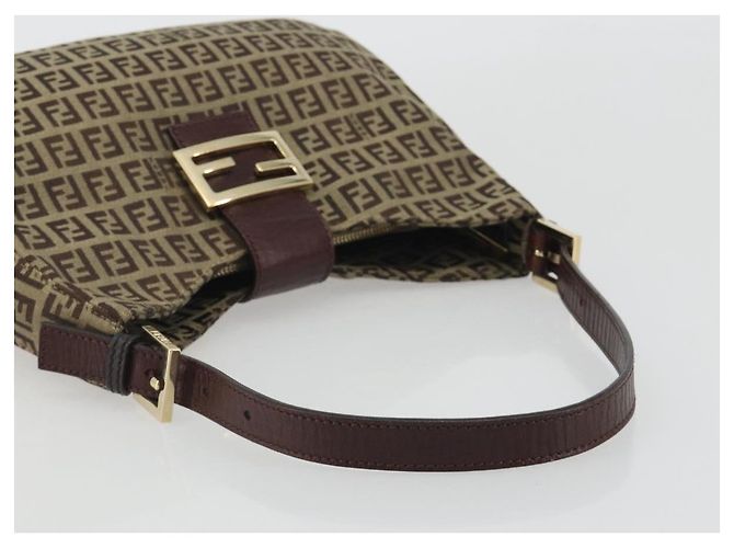 FENDI Zucchino Canvas Hand Bag Beige Gold - vista 7