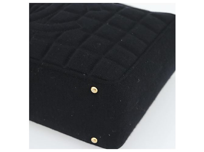 CHANEL Choco Bar Hand Bag Cotton Black Gold CC - vista 10