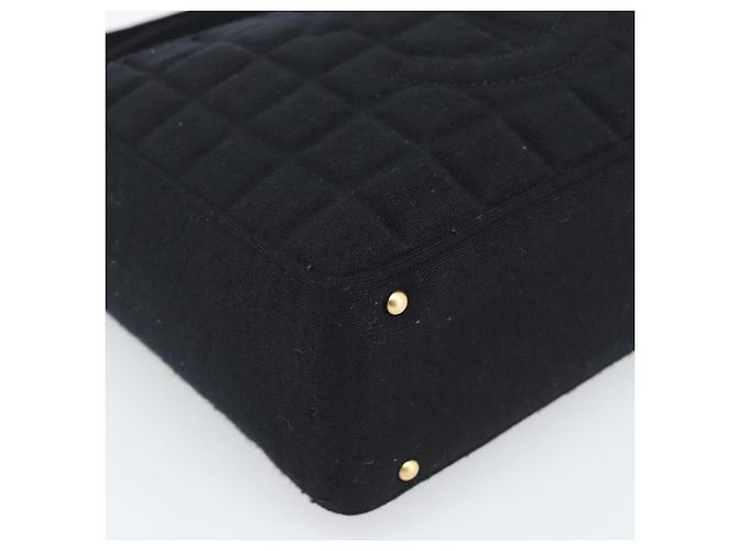 CHANEL Choco Bar Hand Bag Cotton Black Gold CC - vista 11