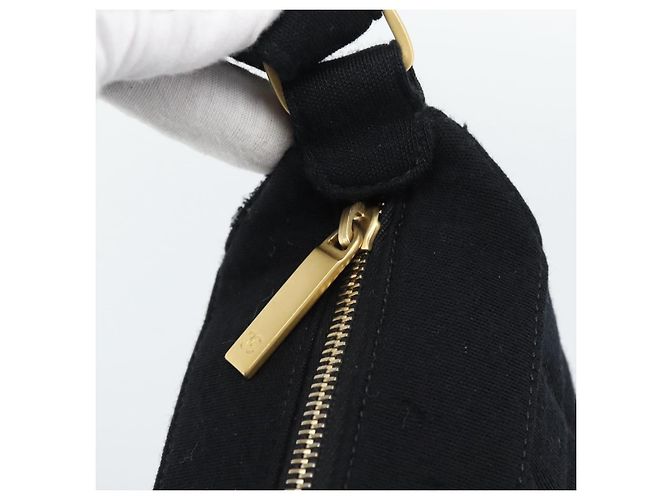 CHANEL Choco Bar Hand Bag Cotton Black Gold CC - vista 14
