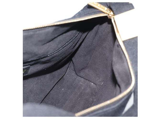 CHANEL Choco Bar Hand Bag Cotton Black Gold CC - vista 17