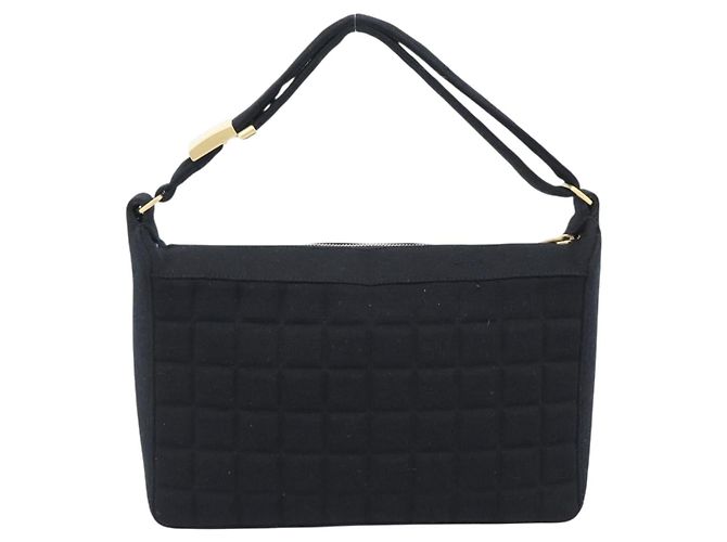CHANEL Choco Bar Hand Bag Cotton Black Gold CC - vista 3