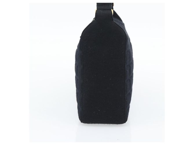 CHANEL Choco Bar Hand Bag Cotton Black Gold CC - vista 5