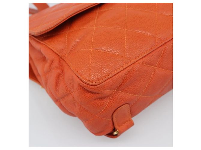 CHANEL Matelasse Backpack Caviar Skin Orange Gold CC - vista 11