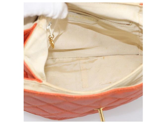 CHANEL Matelasse Backpack Caviar Skin Orange Gold CC - vista 17