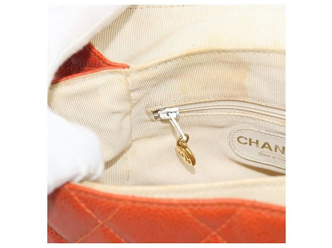 CHANEL Matelasse Backpack Caviar Skin Orange Gold CC - vista 20